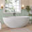 61'' X 29'' Freestanding Soaking Solid Surface Bathtub-121671843