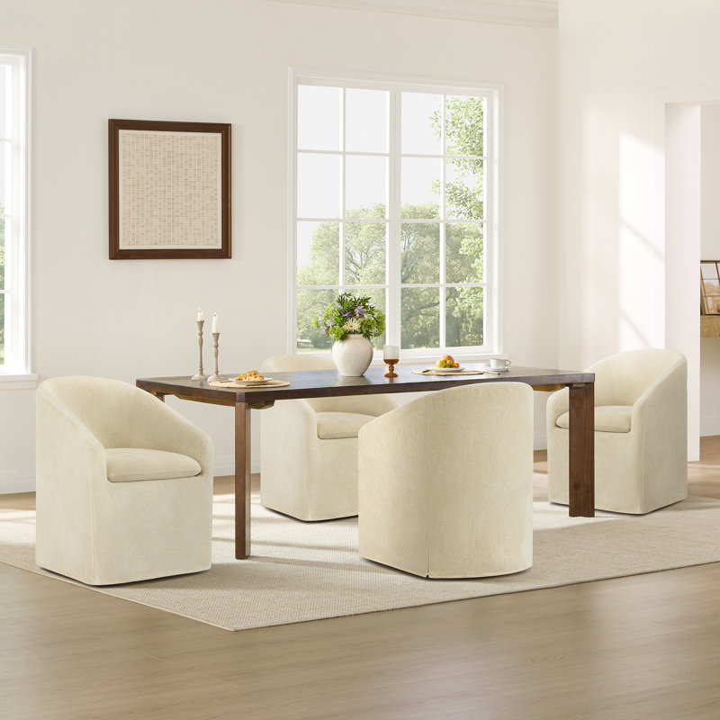 Chaise rembourrée avec housse lavable et roulettes, Sable