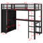 Lit mezzanine tout-en-un en métal avec garde-robe, bureau et tablettes