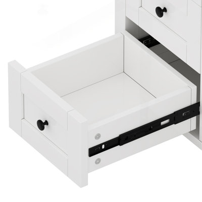 Meuble-lavabo de 76 cm avec lavabo, style campagnard, meuble-lavabo sur pied à un lavabo avec 3 tiroirs, rangement inclinable, tablette réglable, étagères de porte et porte-serviettes réversible