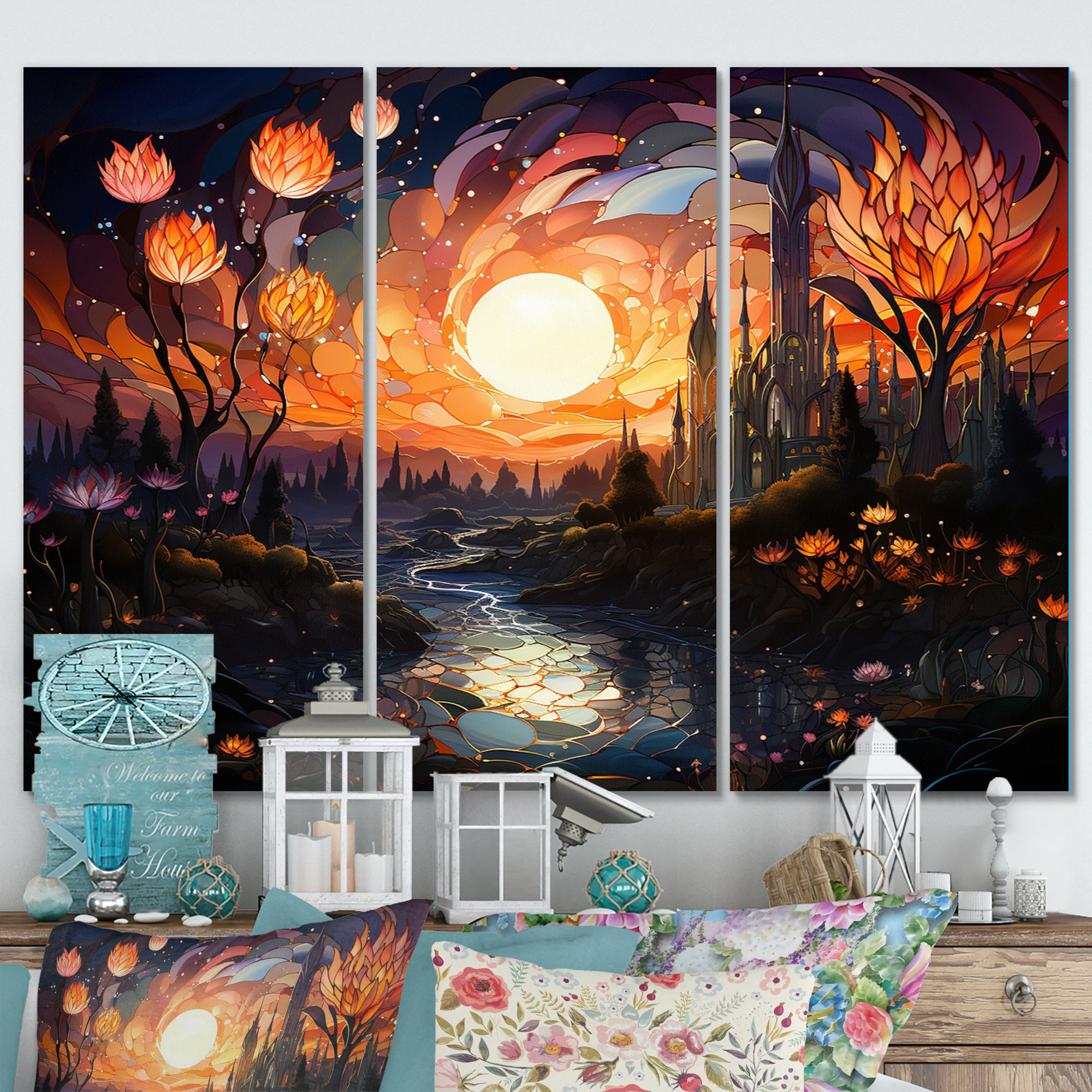 Red Barrel Studio City Of Flowers Full Moon Fantasy Landscapes IV ...