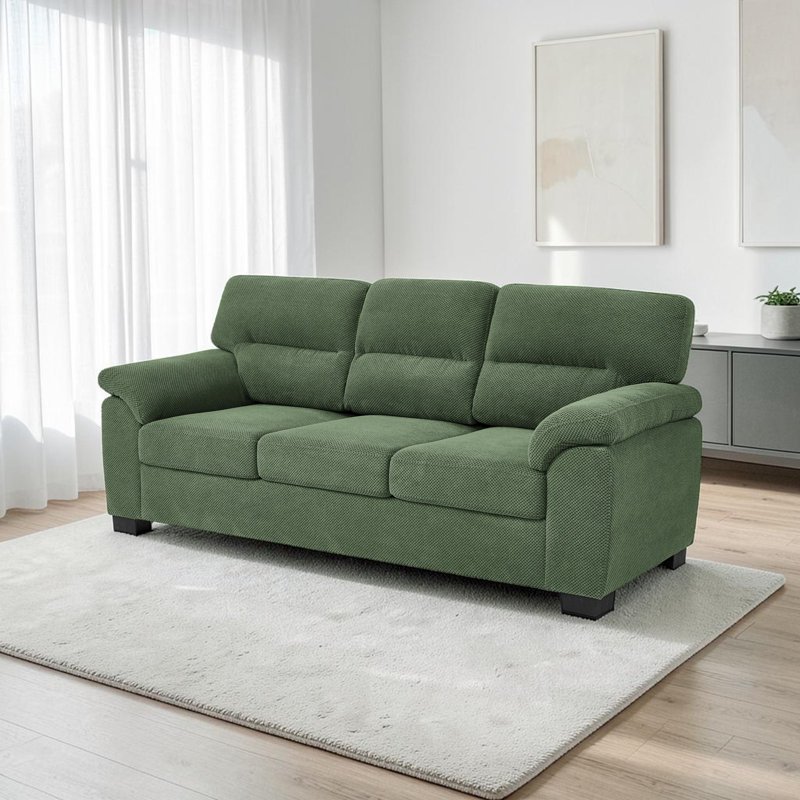 Canapé rembourré avec accoudoirs rembourrés en tissu de 81 po Brooklington, Green Polyester