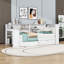 Lit plateforme en bois 2 tiroirs avec tablettes, station de charge et bureau-528090582-528189114