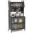 5 Tier Kitchen Bakers Rack Flip Door Cabinets Pegboard & Hooks-1117617060