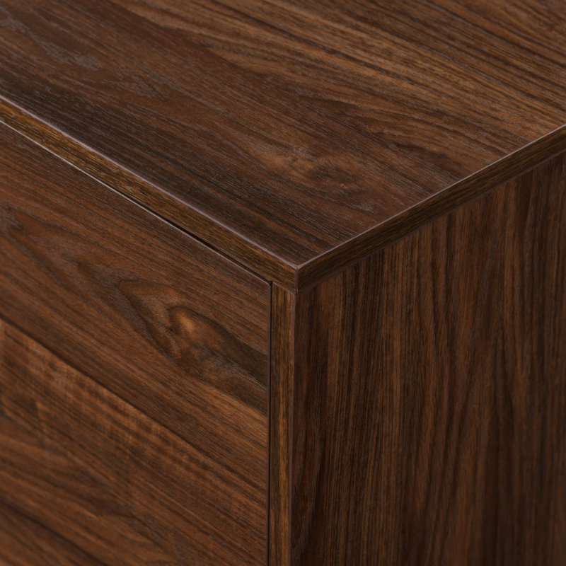 Jiada 2-Door Minimalist TV Stand with Open Storage, Dark Walnut, 70" W