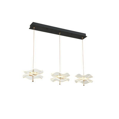 Luminaire suspendu linéaire moderne à 3 lumières Ashantey