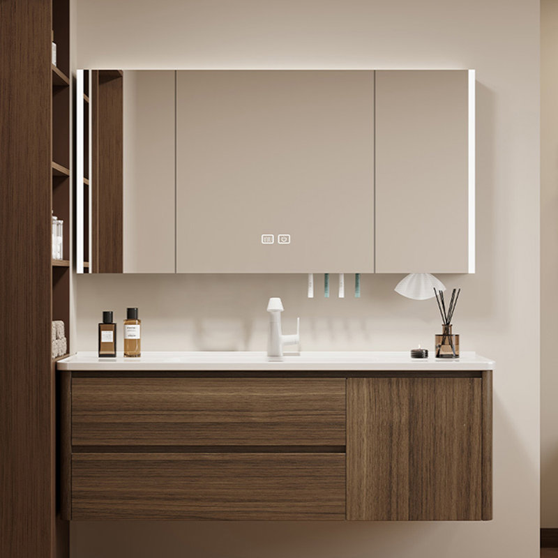 Armoire de salle de bain rétro, 55.51", Brun