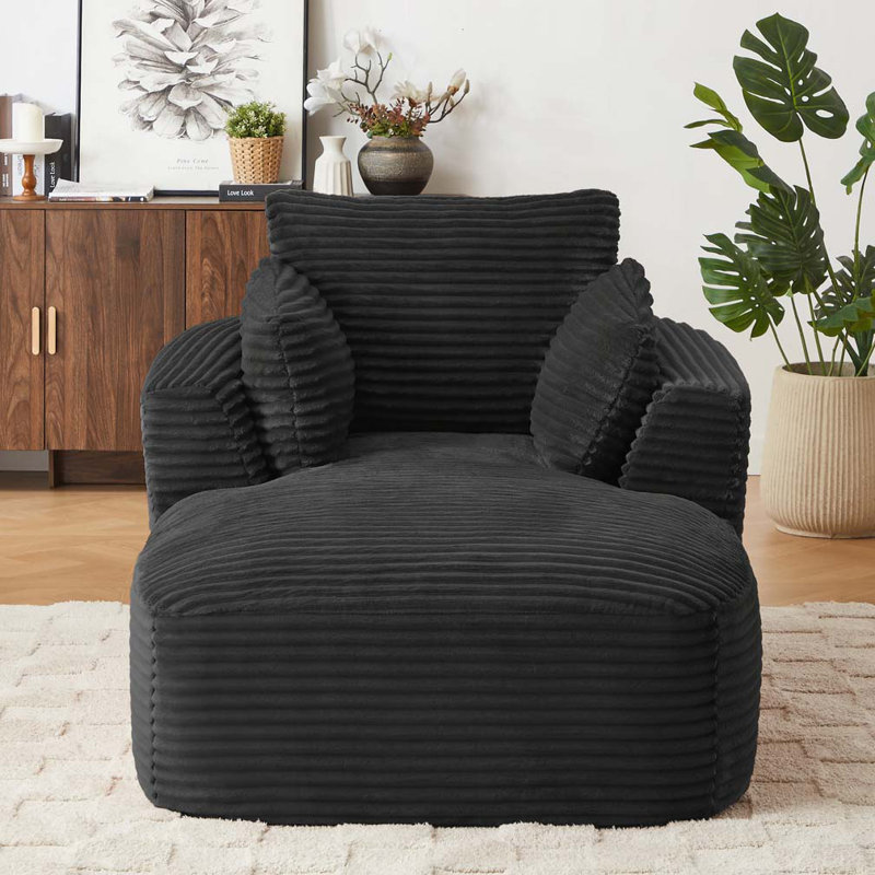 Fauteuil-lit en velours côtelé, aucun assemblage requis,, Noir