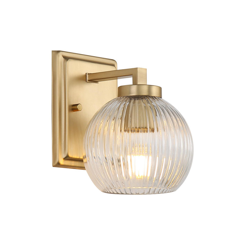 Ensemble de meuble-lavabo 1 lumière avec abat-jour côtelé Nella, Bronze champagne brossé