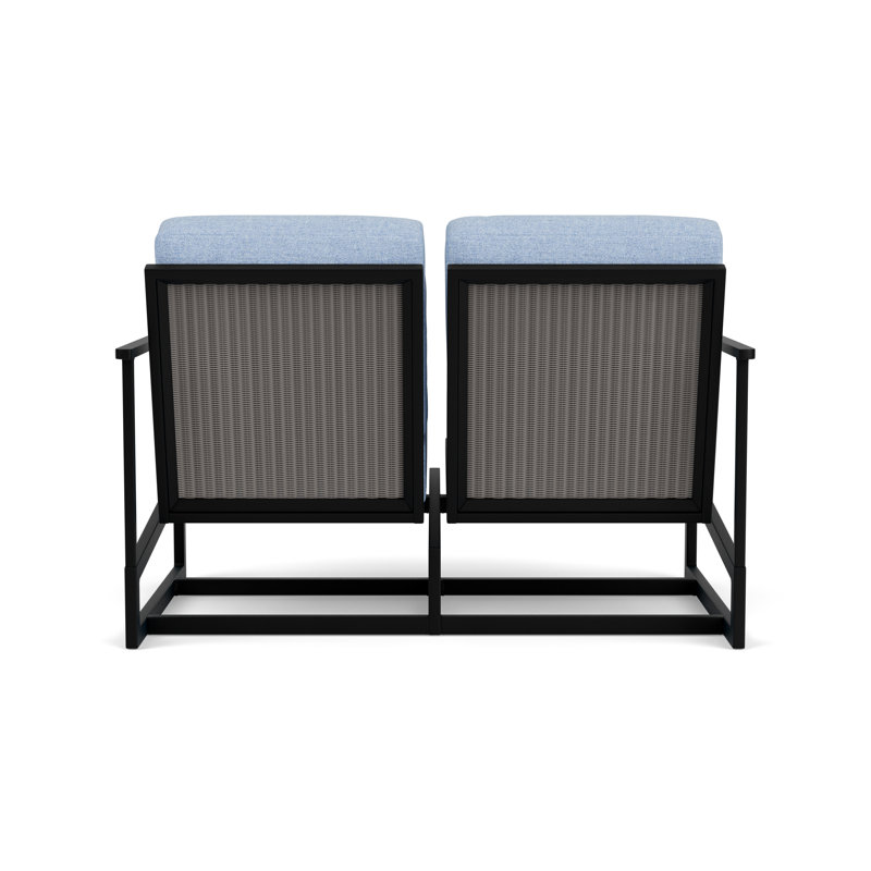 Outdoor Summit Rocker Bench with Cushions, Ebony, Demo Skyway, Pewter