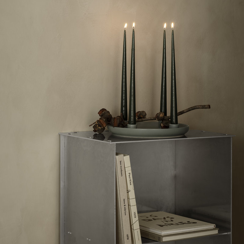 VELA 1.38" Stoneware Tabletop Candelabra, Duck Green