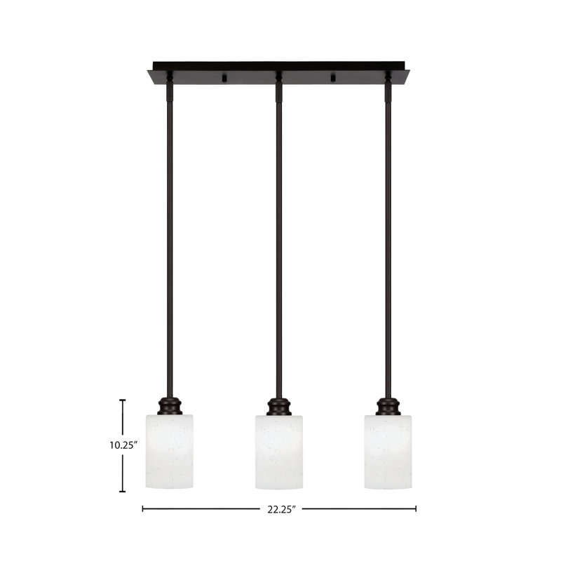 Edge 3 Light Stem Linear Pendalier, White