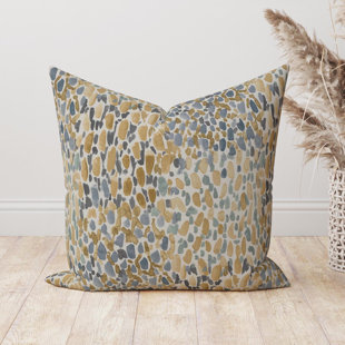 Housse de coussin à imprimé abstrait brun clair à pois