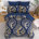 Gold/Navy Blue Damask
