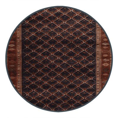 Machine Washable Art Deco Brown Area Rug