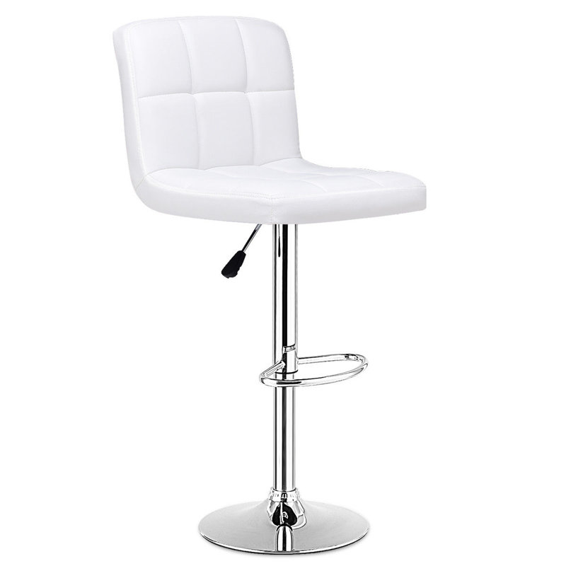 Sanya Swivel Upholstered Adjustable Height Counter Stool, White