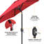 Parasol de marché 9 pi avec bouton poussoir inclinable et manivelle, rouge-111781682