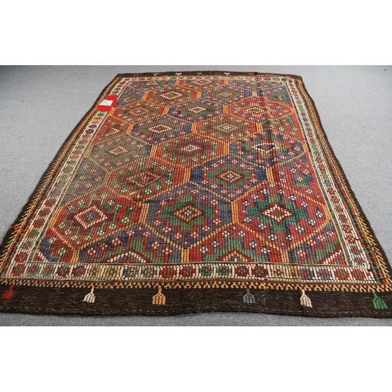 Tapis turc rétro vintage avec broderie complexe en bleu éblouissant pour la décoration de chambre à coucher