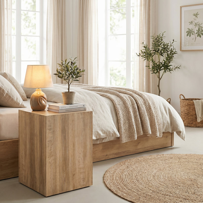Table de bout Modern Luxe, Bois naturel, H 19,69 po x l 11,81 po x P 11,81 po