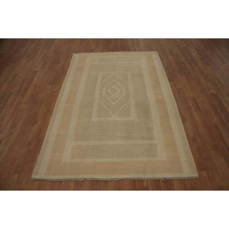 Tapis kilim en laine à teinture végétale tissé à plat 4 x 6