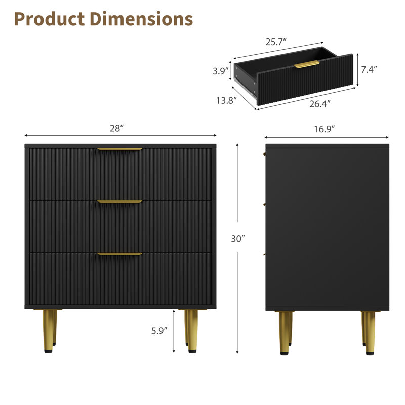 43 cm W Chest of 3 Drawers