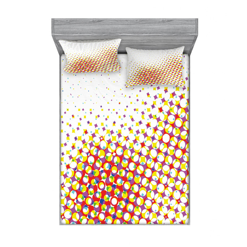 Microfiber Abstract Sheet Set, Full/Double Sheet Set with Fitted Sheet