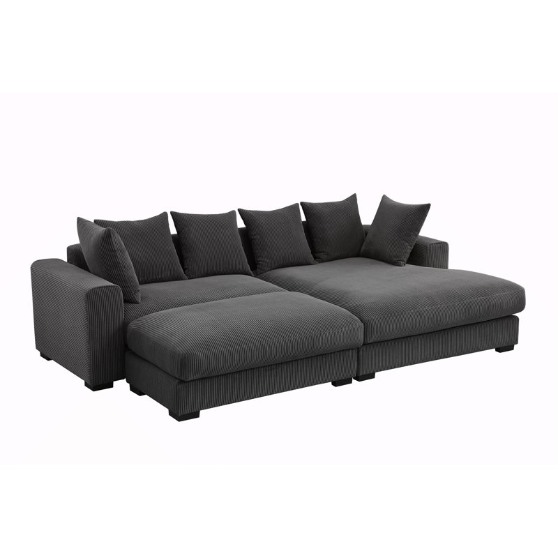 Canapé modulaire rembourré 4 pièces Duke, Gris foncé