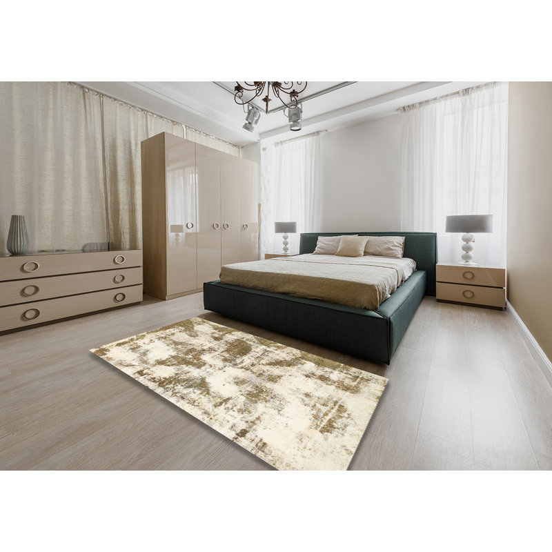 Tapis vert en laine Power Loom, Rectangle 5 pi x 7 pi