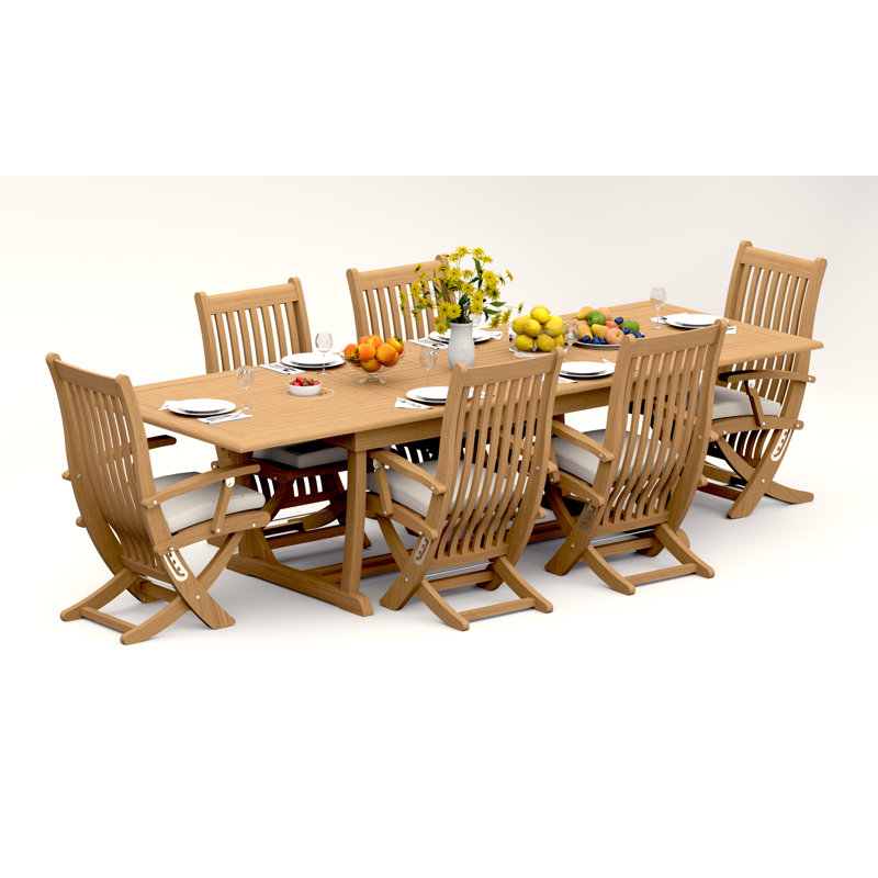 Warwick Teak Wood Patio Dining Set with, 6