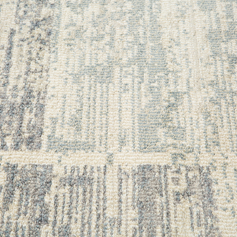 Tapis abstrait gris fait à la machine, Rectangle 6 pi 7 po x 9 pi