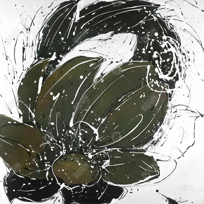 Abstract flower with paint splash - 26"x26" Throw pillow cover - Poly twill - Print on demand, Pillow Cover Only - No Insert