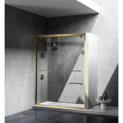 54.33" - 60" W x 76" H Double Sliding Semi-Frameless Shower Door