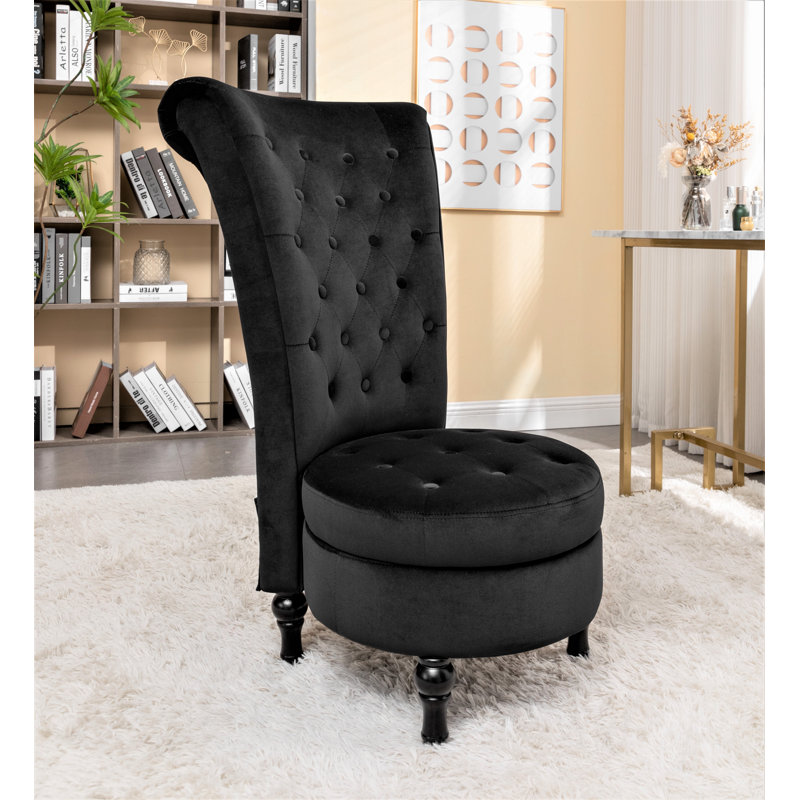 Fulviah Velvet Slipper Chair, Black Velvet