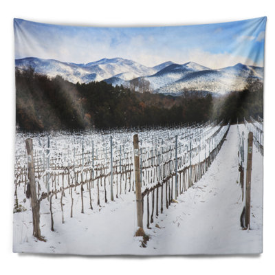 Paysage, neige recouverte de vignes, tapisserie, Italie