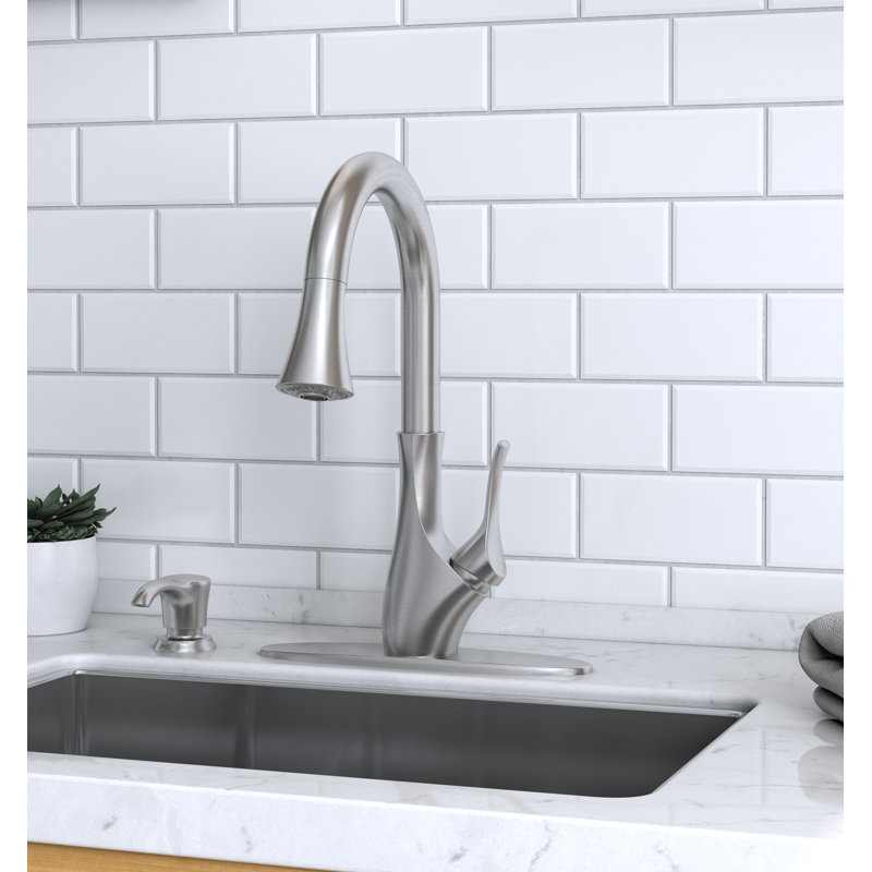 Robinet de cuisine à poignée simple avec distributeur de savon Pfeg F-529-7Tgs Tegley