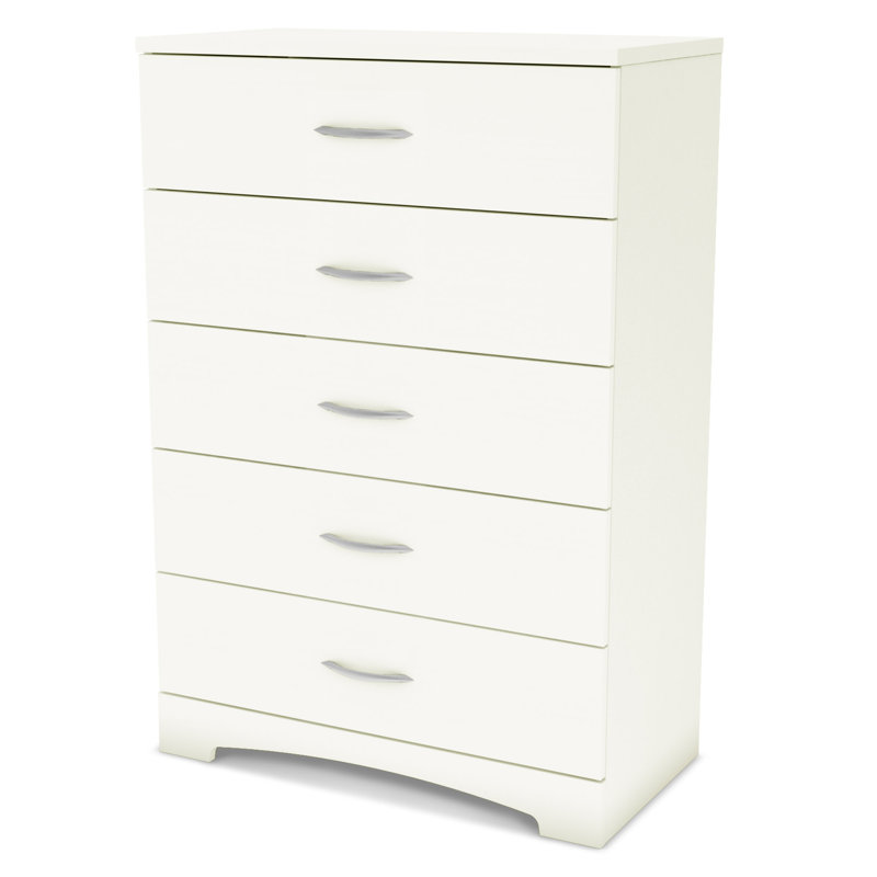 Commode 5 tiroirs Step One, Blanc pur