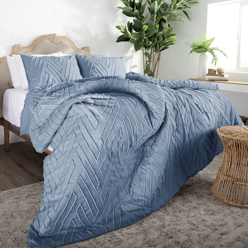 Ensemble d'édredon en microfibre à chevrons et chevrons Southshore Fine Linens, Gris clair