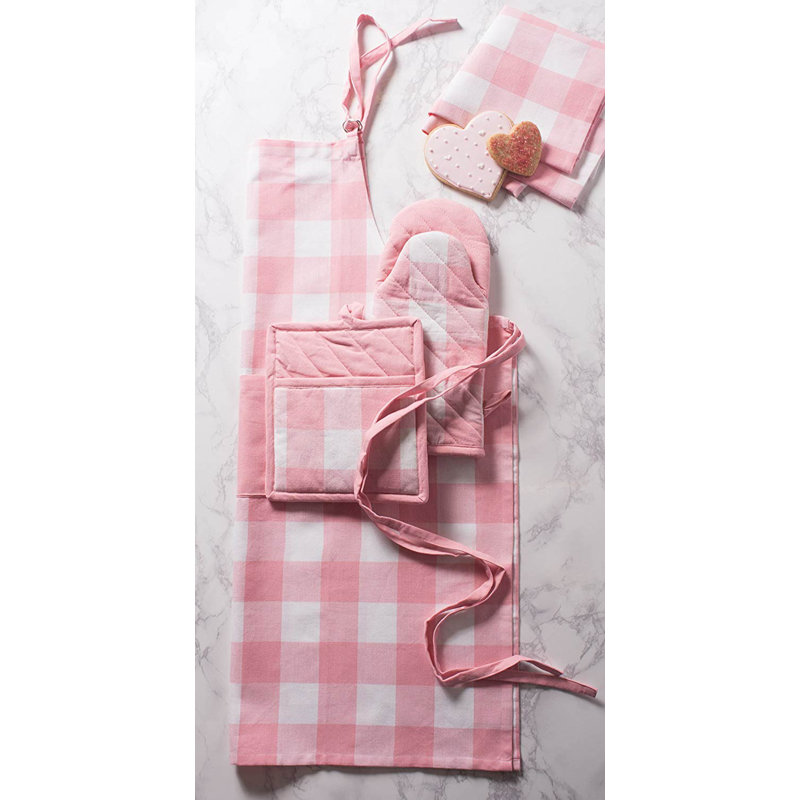 Wolsingham Cotton Waffle Dish Cloth Kitchen Towel, Pink & White