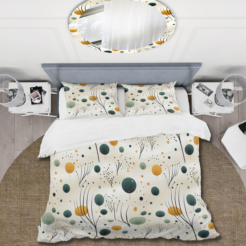 Organic Zen II Floral Duvet Cover, King Duvet Cover + 2 King Shams