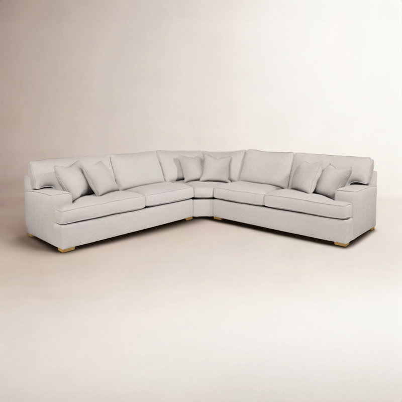 Bridgetown 3-Piece Upholstered Sectional, White Textured Performance; 0865-91, Honey Finish