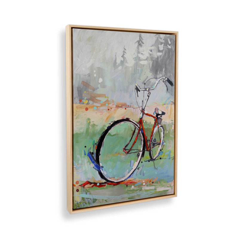 Vélo, rêveries de peinture et pastel, H 30,75 po x l 20,75 po, Impression encadrée sans passe-partout, Érable américain