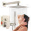 Ensemble de douche à tête de douche à jet de pluie 10 pouces avec douchette et valve-110833806