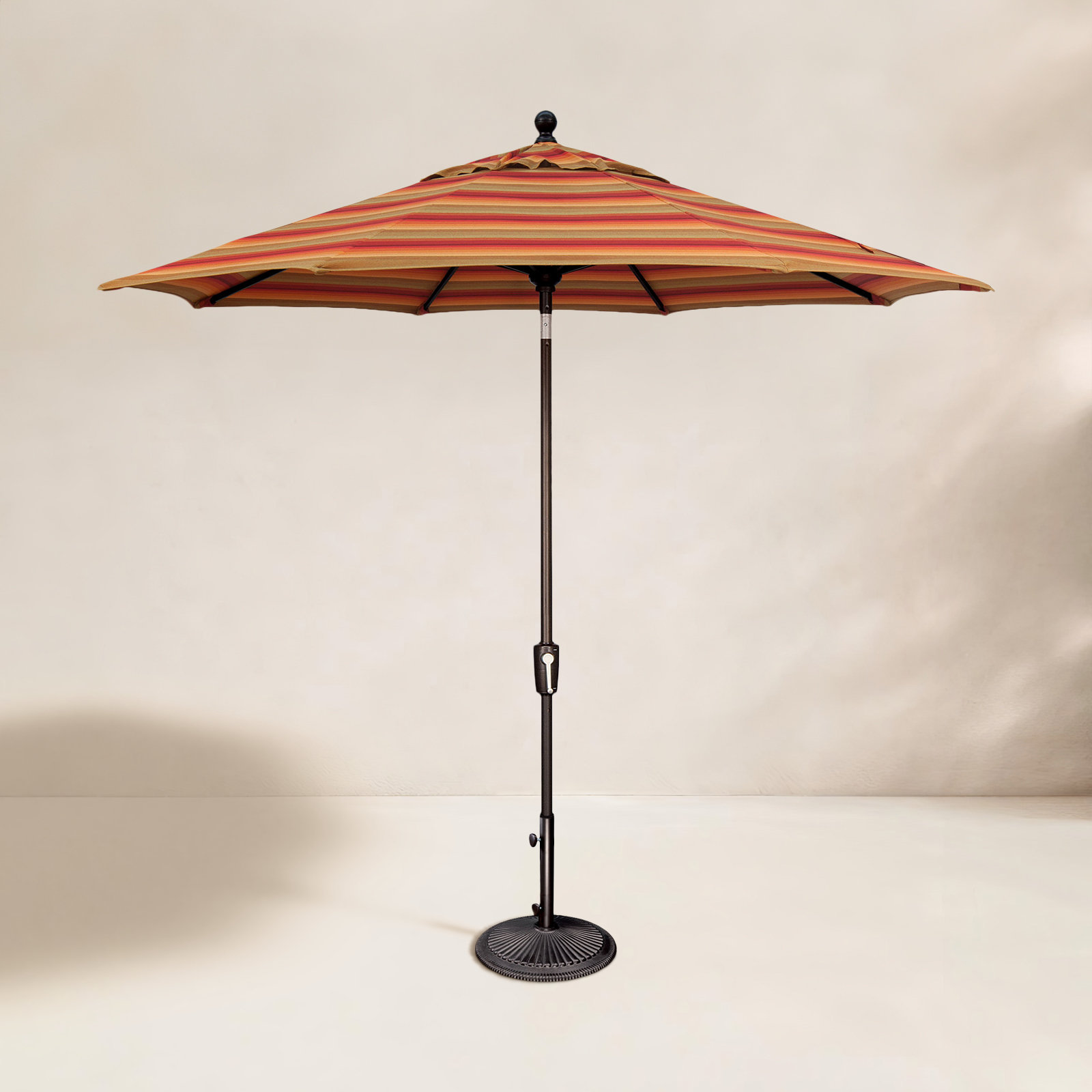Canela 9' Market Umbrella, Canvas Black, Astoria Sunset Sunbrella®
