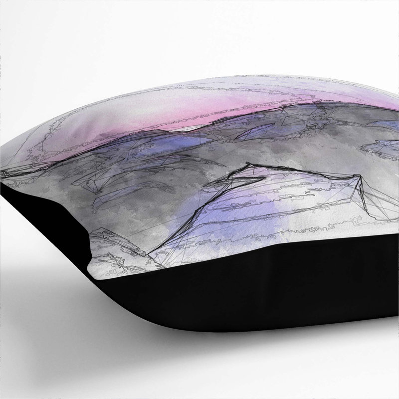 Abstract Square Cushion, 40cm H x 40cm W x 15cm D, Black