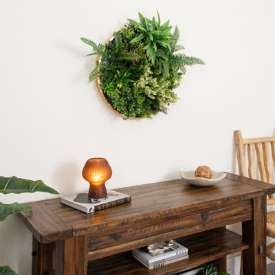 20in. UV Resistant Artificial Queensland Rainforest Living Wall Art Panel in Gold Aluminum Frame (Indoor/Outdoor)