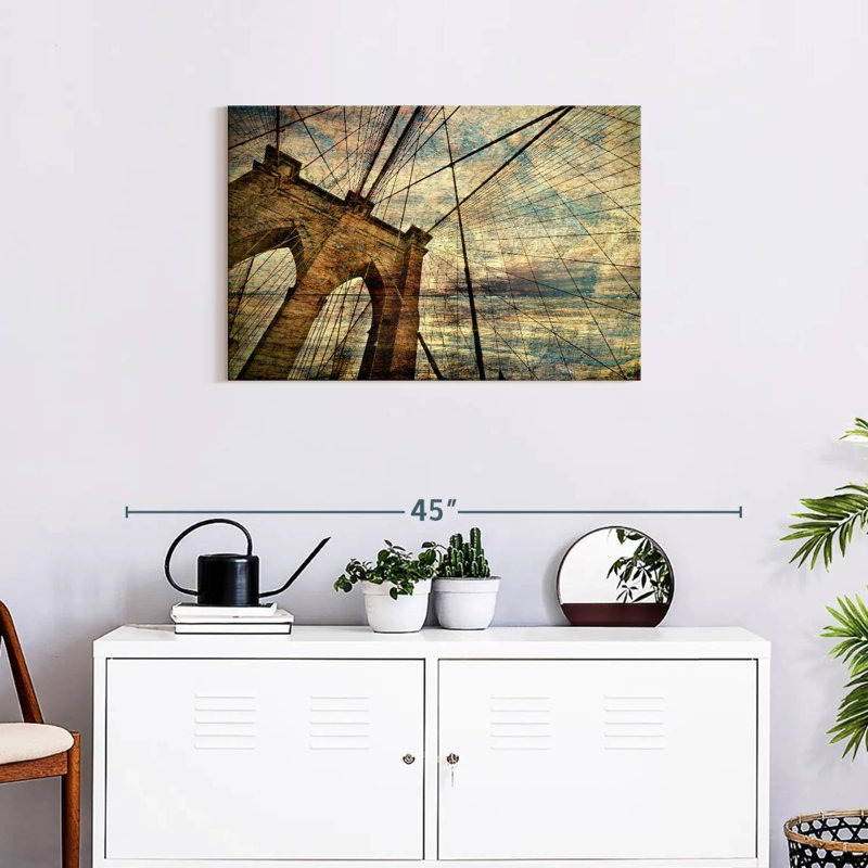 Lilie Stained Brooklyn Bridge, 20" H x 30" W