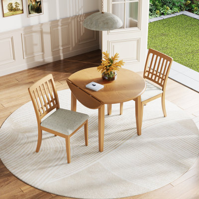 3 - Piece Round Dining Table Set With 2 Drop Leaf