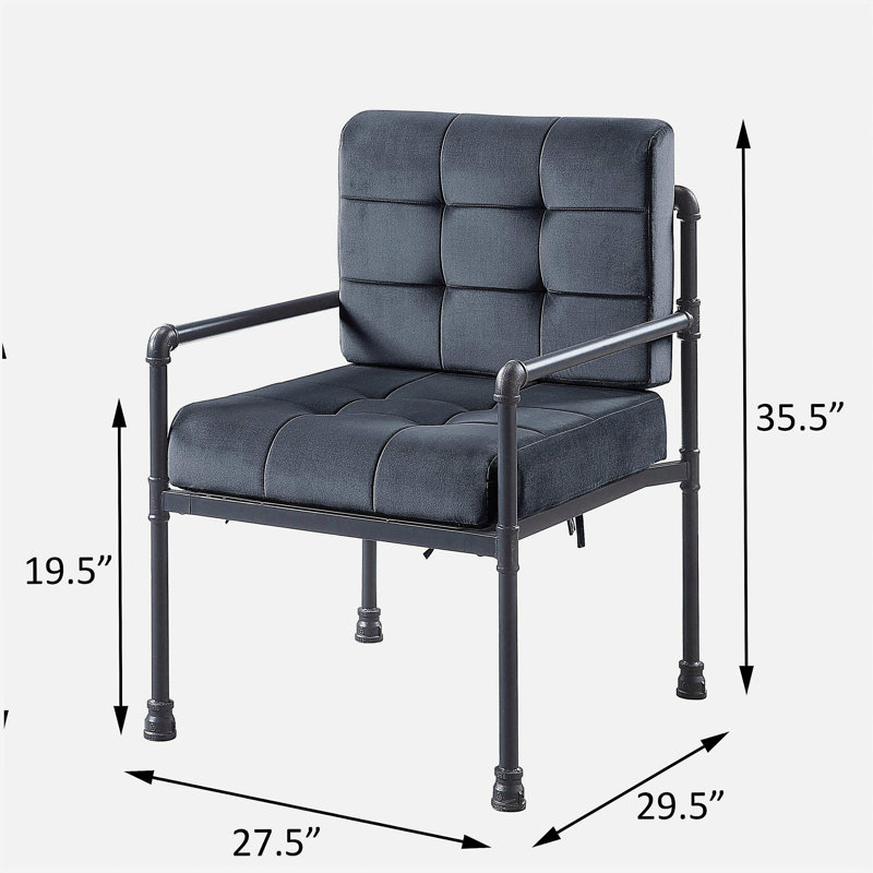 Fauteuil d'appoint à dossier coussiné gris et gris sable