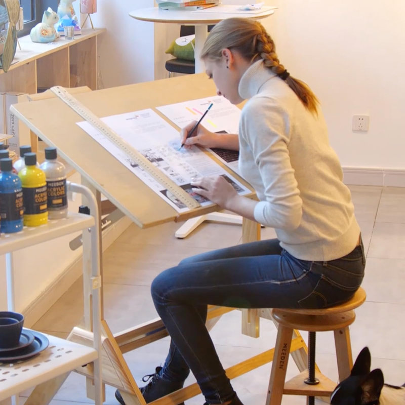 Solid Wood Drafting Table