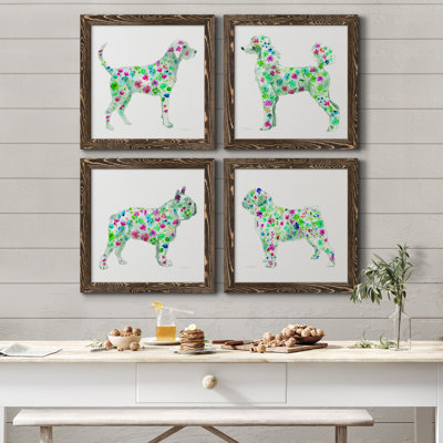 Tapisserie Labrador - ensemble de 4 peintures sur toile encadrées